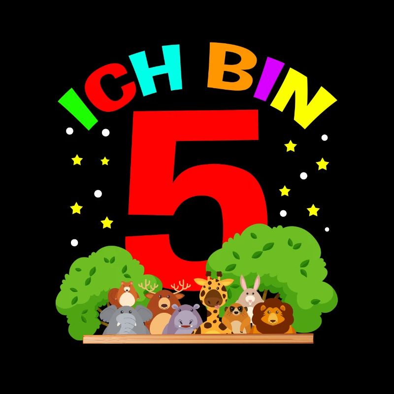 Ich bin 5 - Tiere Farm Zoo Geburtstgskind Geschenk