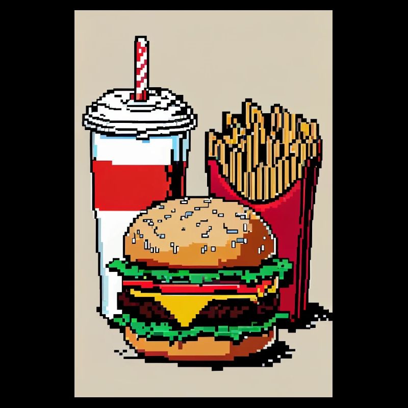 Burger Menu 8 Bit retro Oldschool Gamer