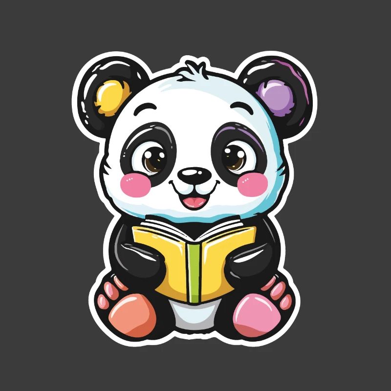 Baby Panda Bär liest ein Buch