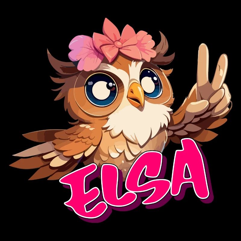 ELSA - Schöner Mädchen Name mit süßer EULE