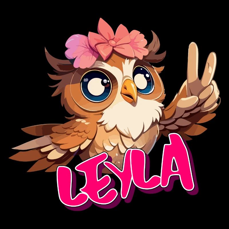 LEYLA - Schöner Mädchen Name mit süßer EULE