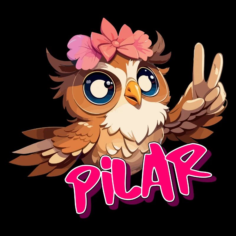PILAR - Schöner Mädchen Name mit süßer EULE