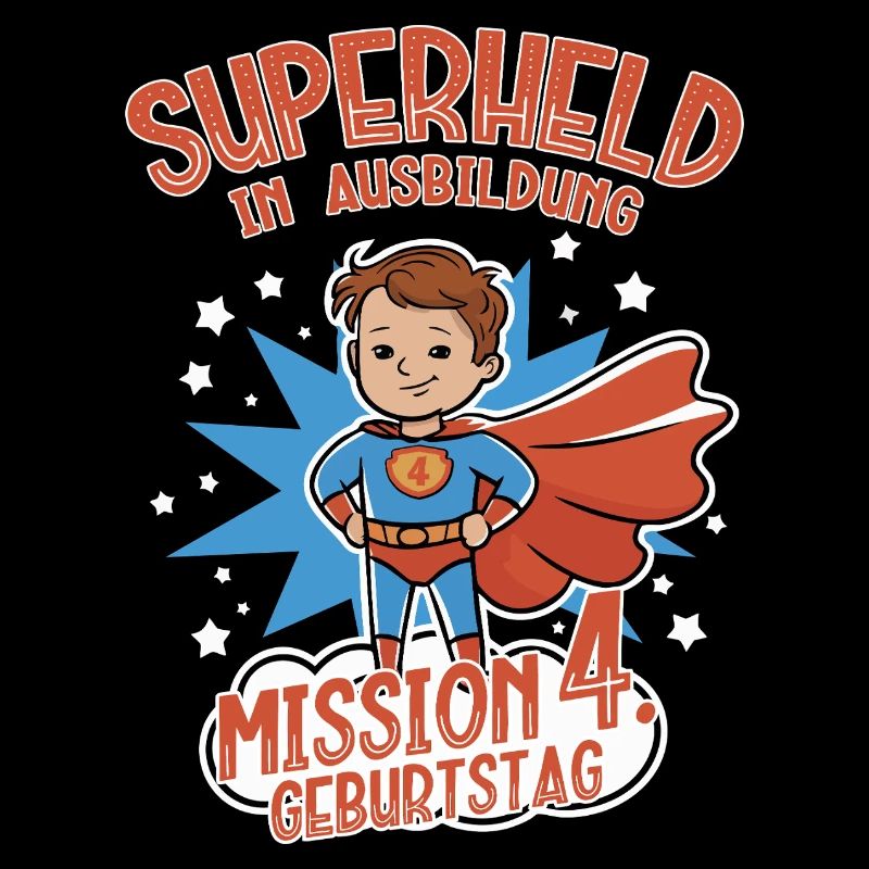 Superheld 4. Geburtstag Junge braune Haare
