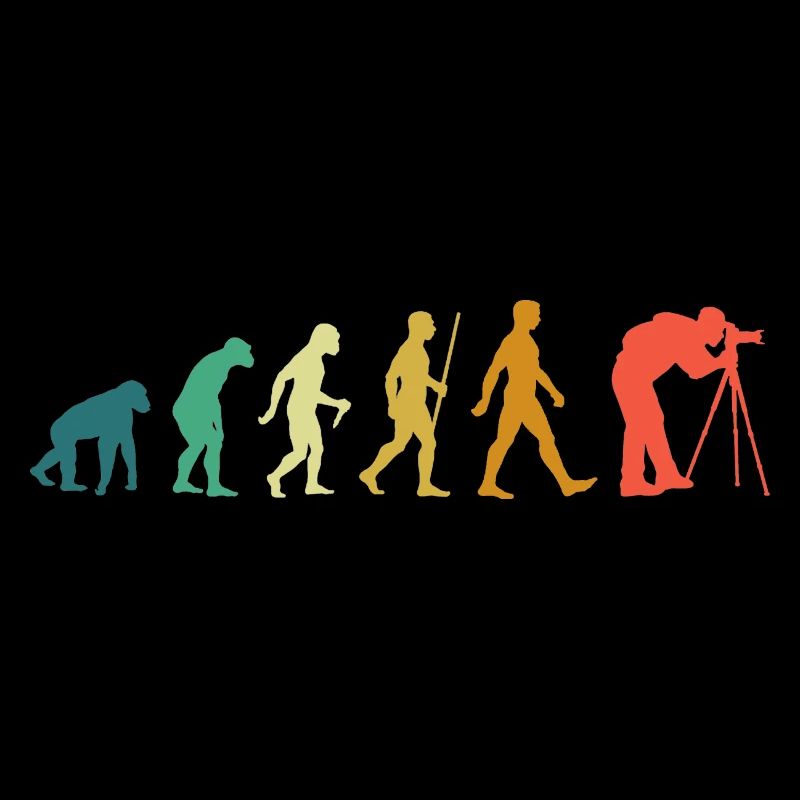 Fotografie Evolution, Fotograf mit Objektiv Kamera