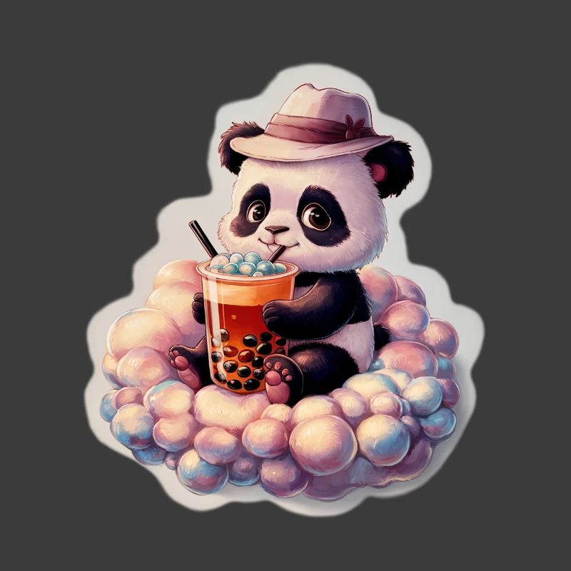 Cute Panda Bubble Tea Illustration