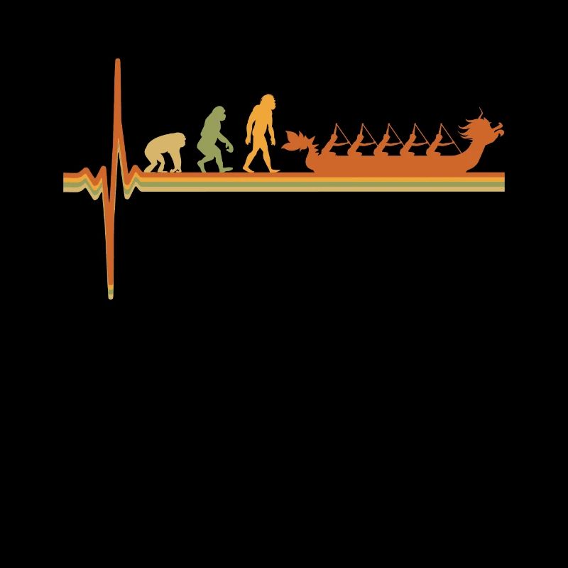 Drachenboot EKG Herzschlag Evolution Retro Vintage