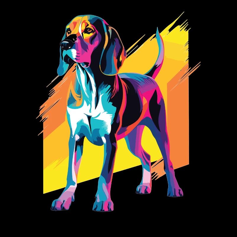Aquarelle colorée arbre Walker Coonhound