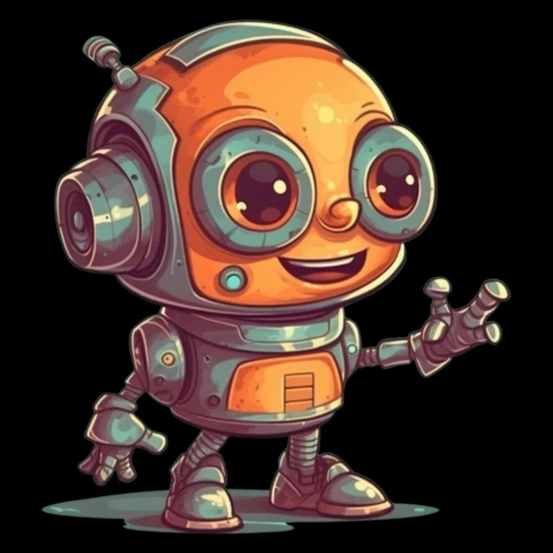 Cute waving robot technology friend