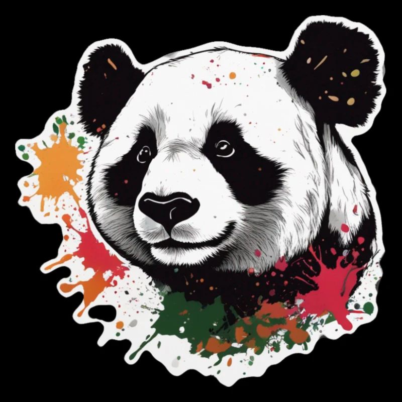 Giant Panda-monium with paint splatters