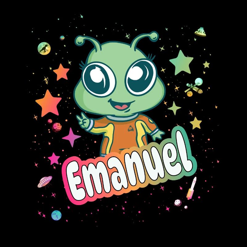 EMANUEL - Beautiful boy name with cute alien