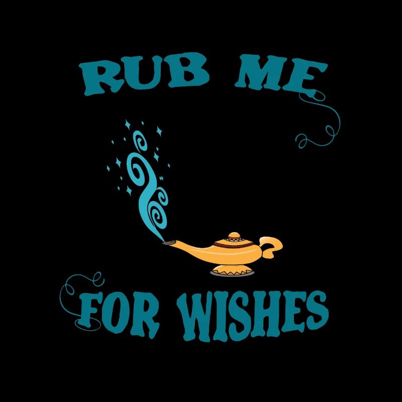 Magic lamp rubbing for wishes Gini genie