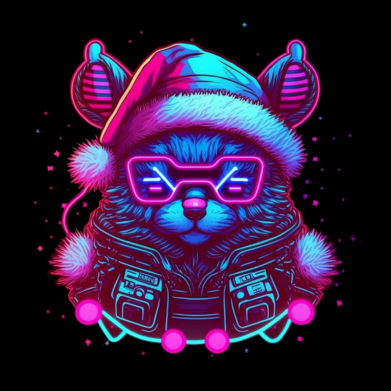 Noël Synthwave Kitty