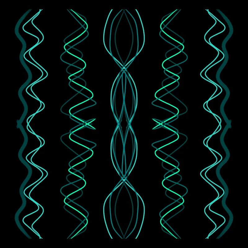 green and light blue zigzag lines