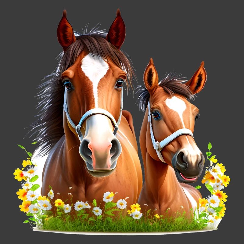 Pferdeshirt Pferd Weide Blumen Fohlen Mädchen