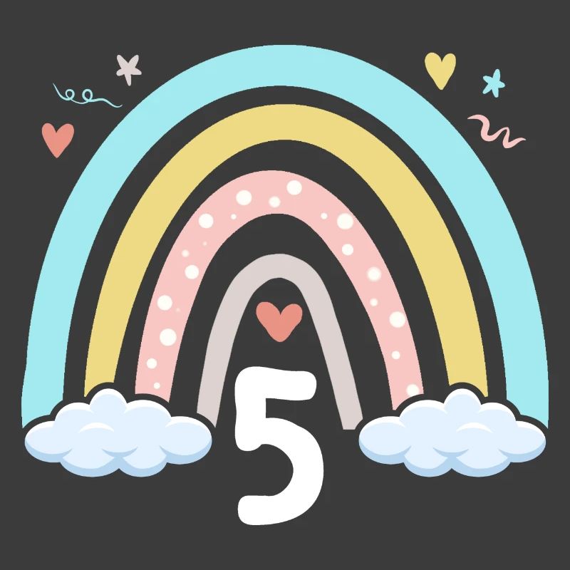 5. Geburtstag Mädchen Regenbogen Boho