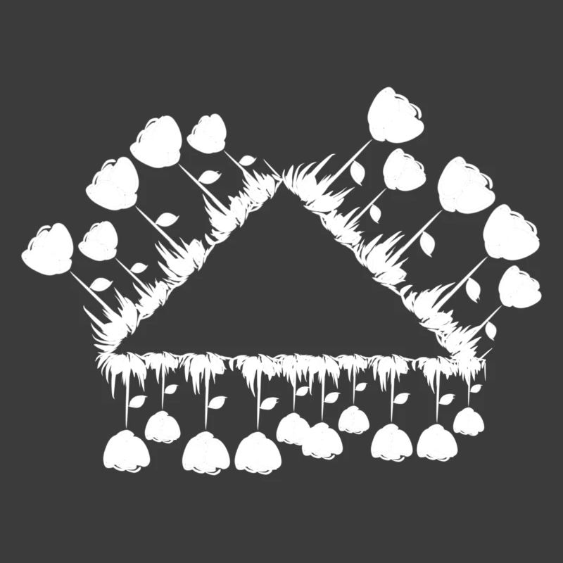 triangle fleurs roses symbole forme nature
