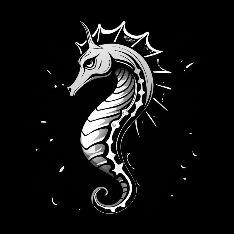Seahorse Black White