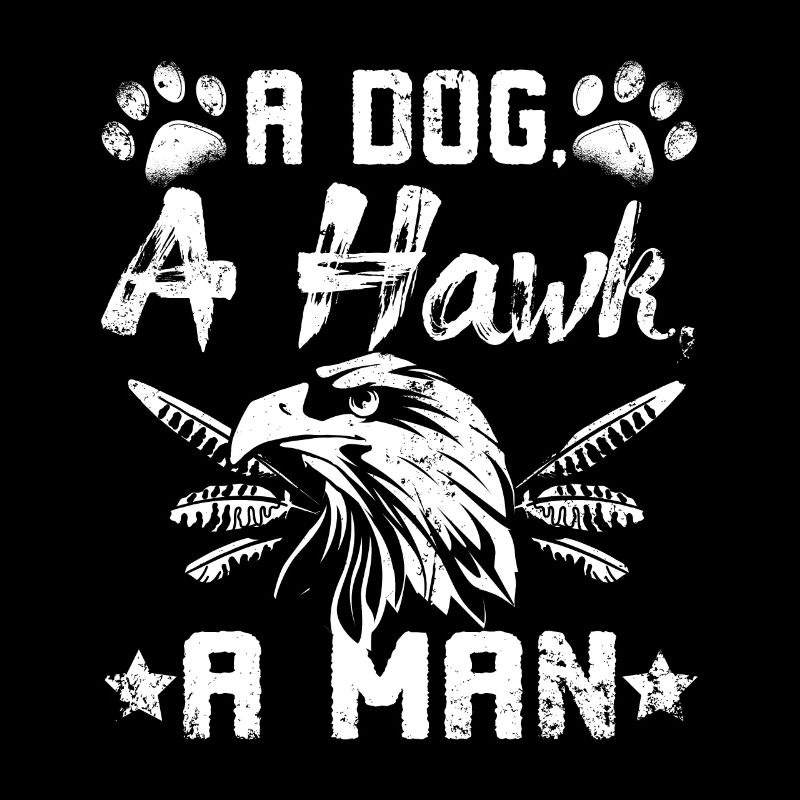 Hunting A dog a hawk a man falconer
