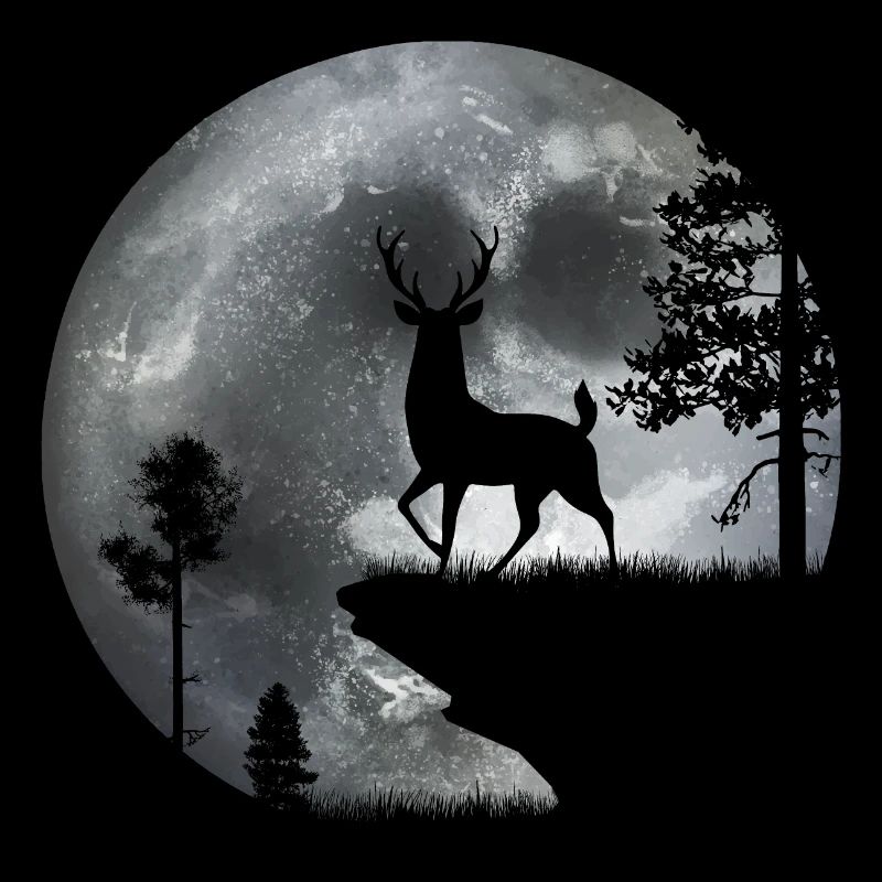 Cerf au clair de lune