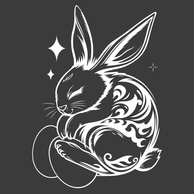 Sleeping Easter Bunny with Tribal and Eggs