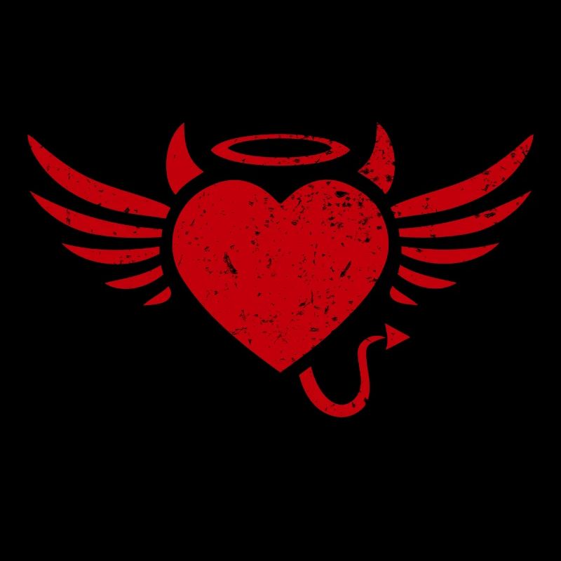 Devil devil angel angel with a red heart