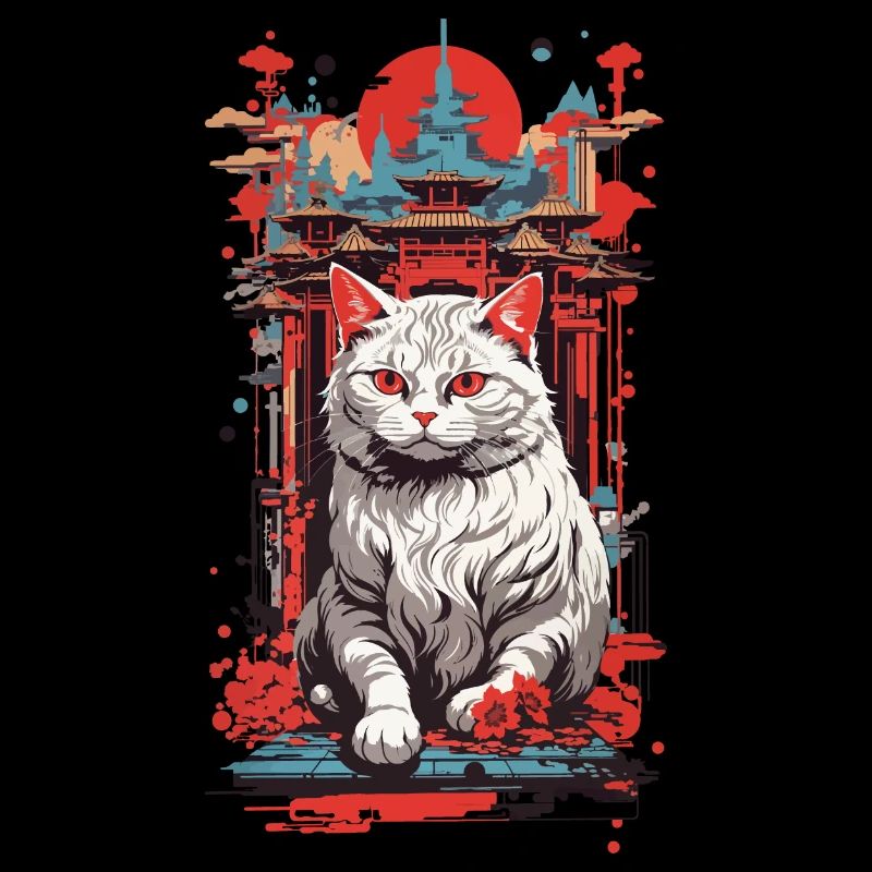 Vintage Japan Katze Ukiyo-E Retro Design