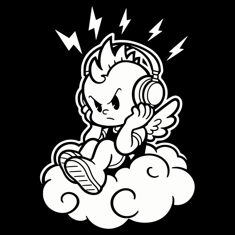 Punk Engel – Cherub mit Kopfhörern
