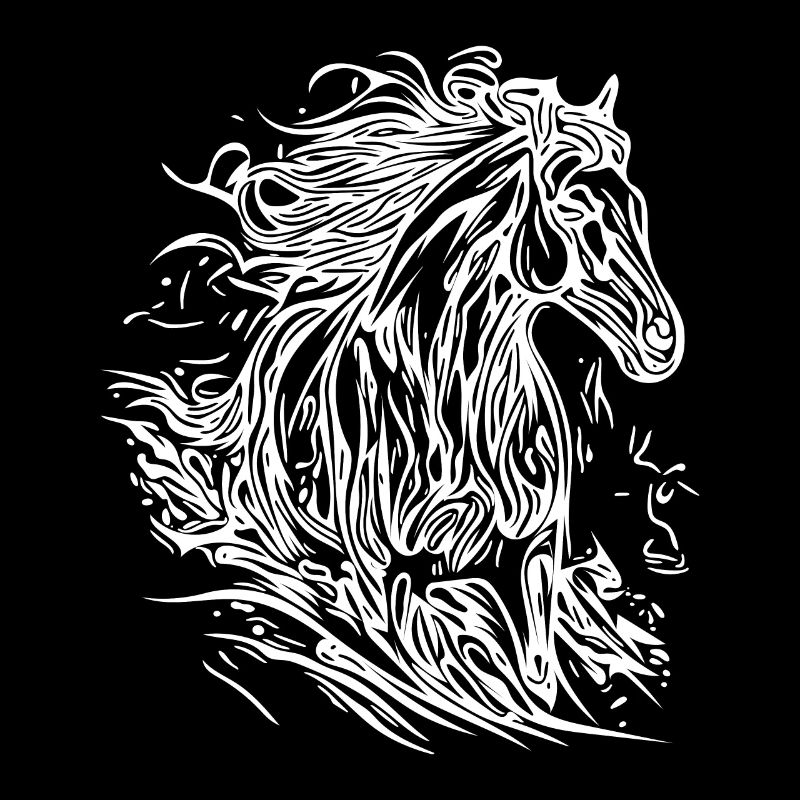 Galloping stallion with elegant mane in the wind