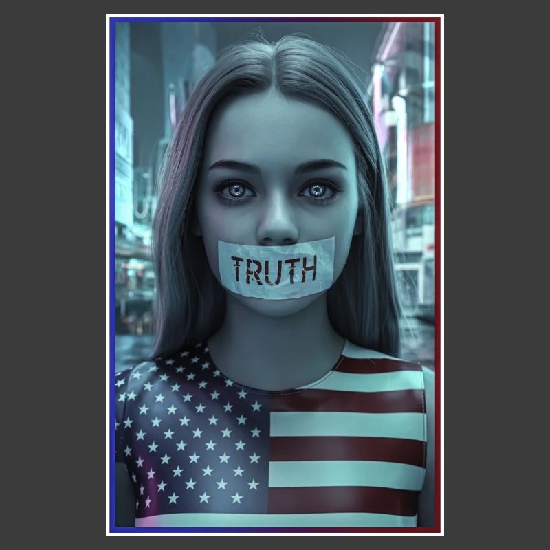 Conception du visage avec la bouche de vérité dans le drapeau américain