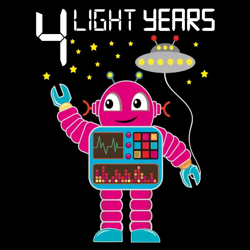 Robot congratulates 4 light years old four years