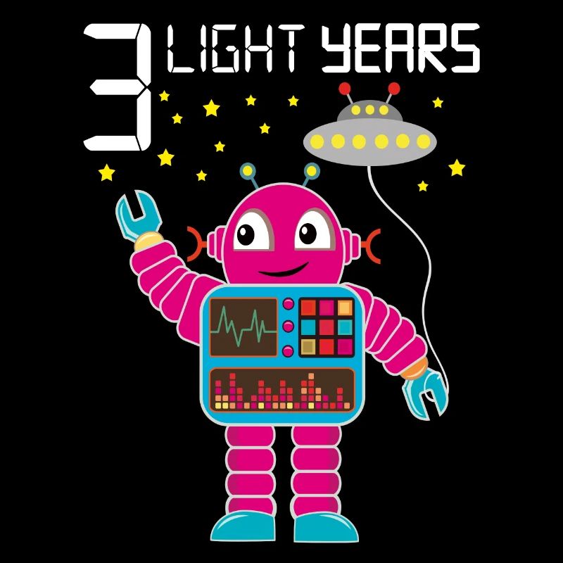 Robot congratulates 3 light years old three years