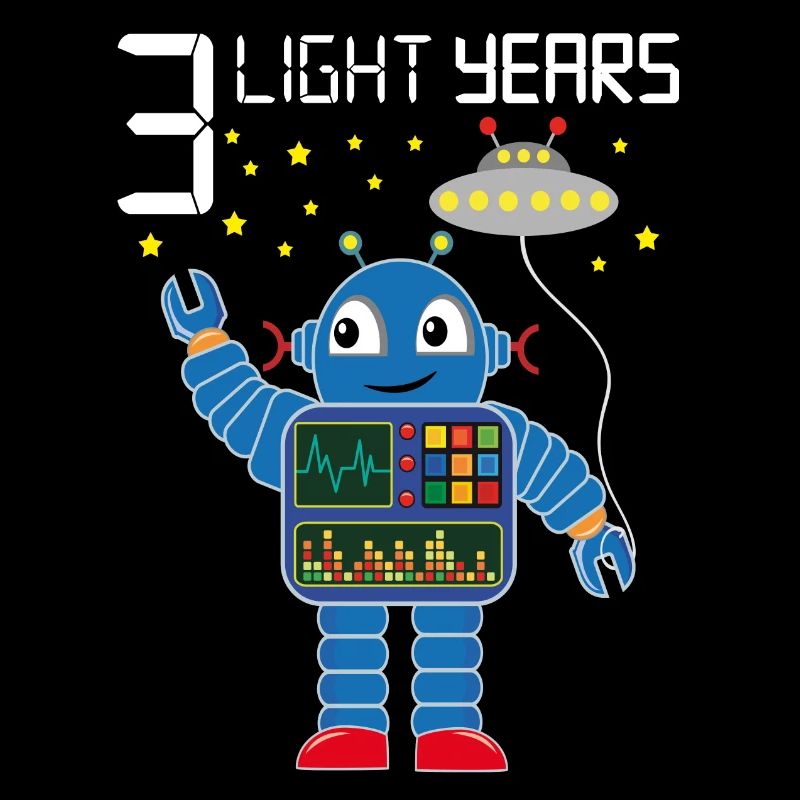 Robot congratulates 3 light years old three years