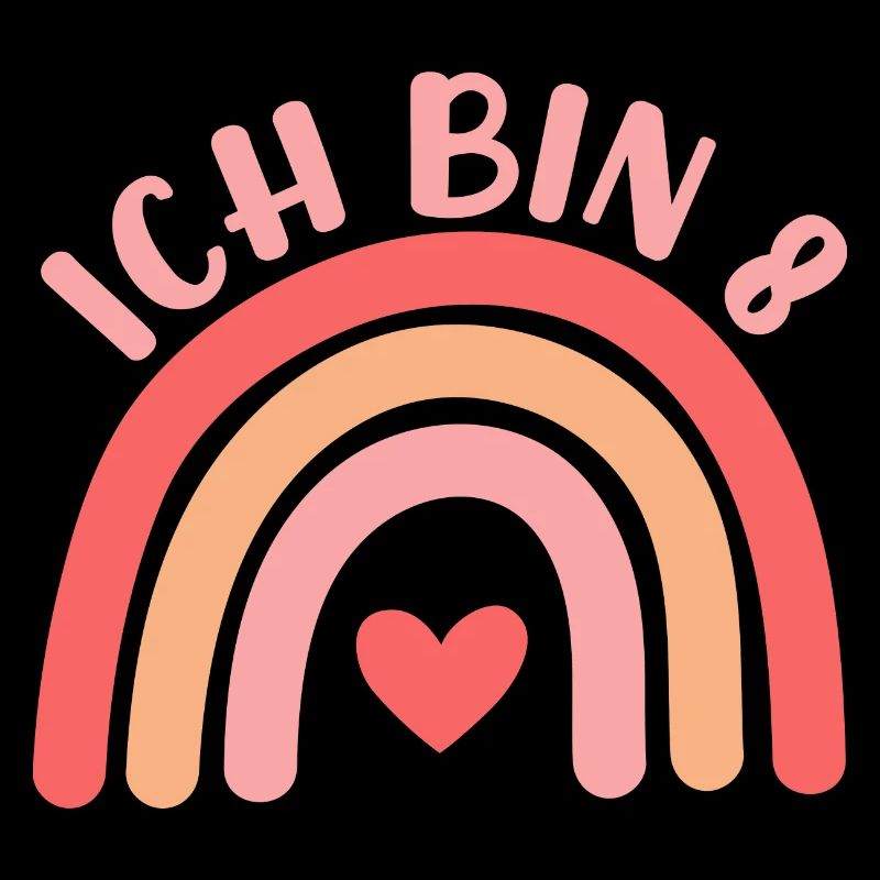 Ich bin 8 niedliche Regenbogen Design Junge Mädche