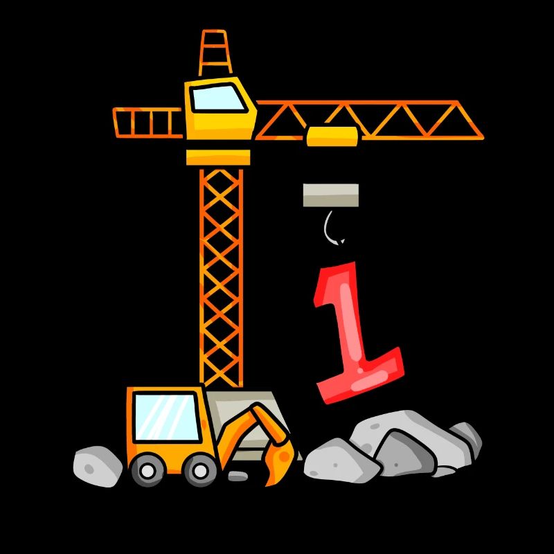 Kinder Geburtstagsshirt Bagger 1 Junge Baustelle 1