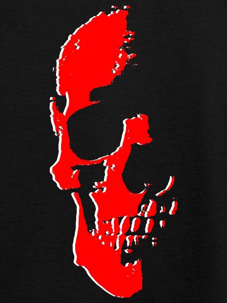 skull half red white