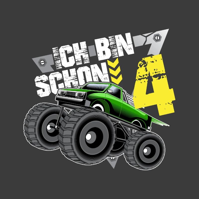 Ich bin 4 Geschenk 4. Geburtstag Monster Truck