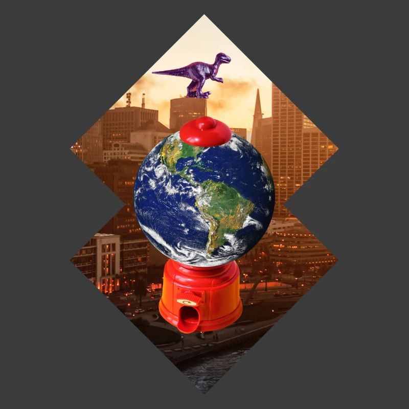 Collage Kunst Surreal Dinosaurier Geschenk Design