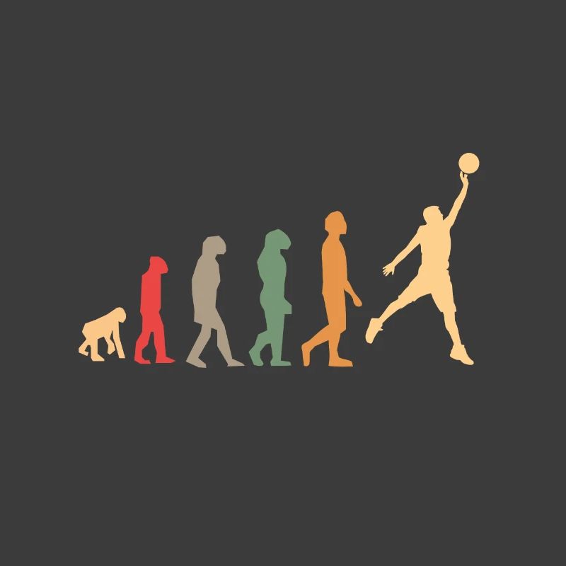 vintage, retro evolution basketball basket with dunk