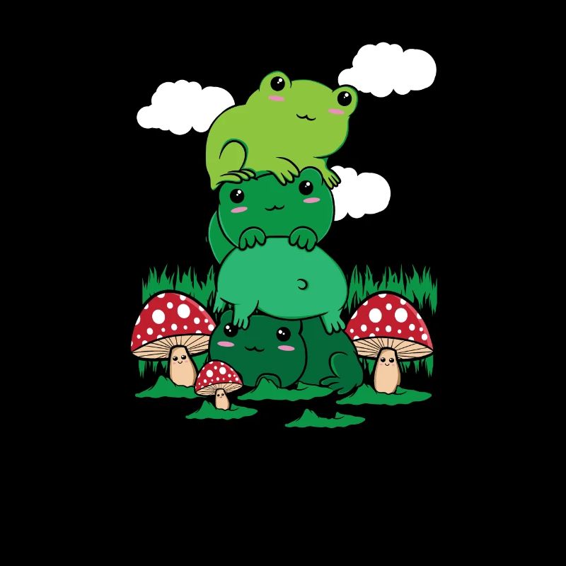 Cottagecore Aesthetic Kawaii grenouille Pile Champignon