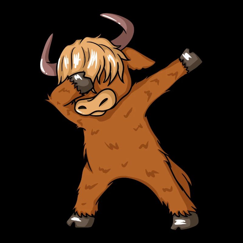 Scottish Highland Cows Dabbing Dance Cow