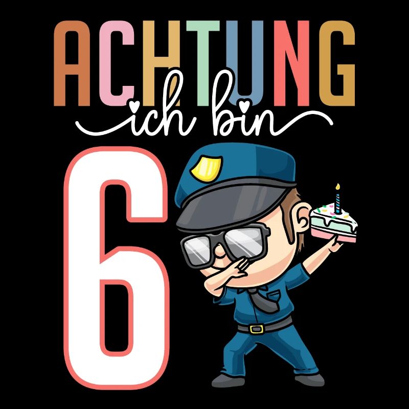 Sechster 6. Geburtstag Junge 6 Jahre Polizei