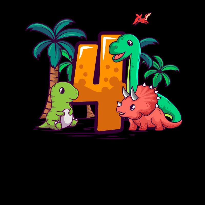 4th Birthday Trex Triceratops Dinosaur 4 years