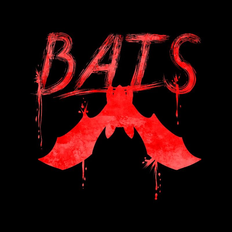 Bats Written With A Bat Hanging Down Halloween