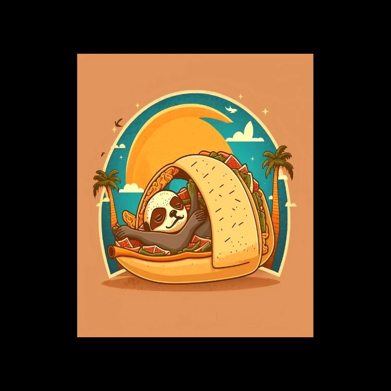 Sloth Sleeping In Taco Funny Sloth Taco Lover