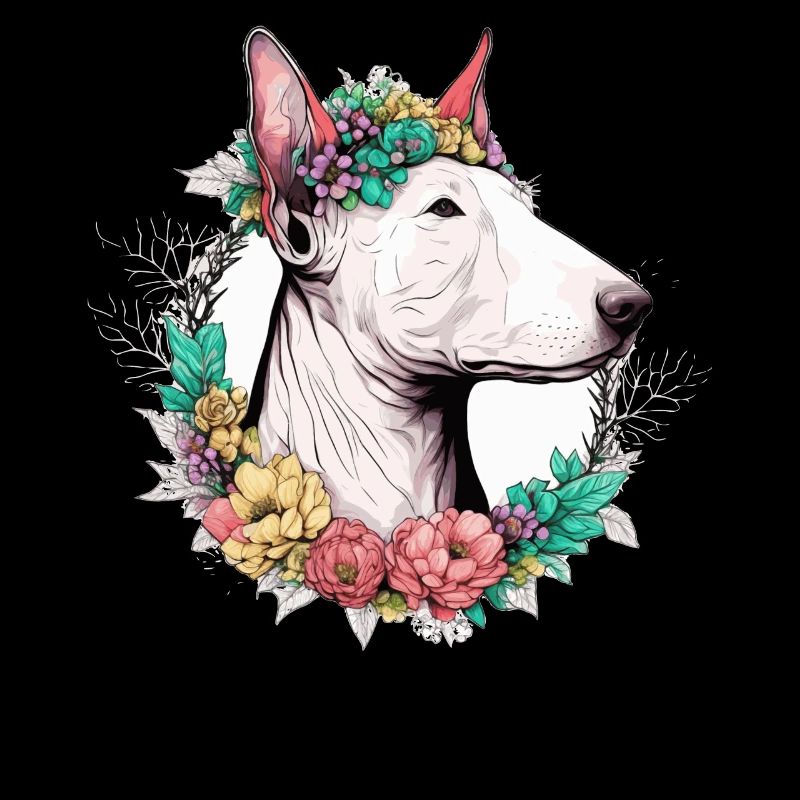 Mignon Bull Terrier Fleur Couronne Chien de Compagnie Race Flora