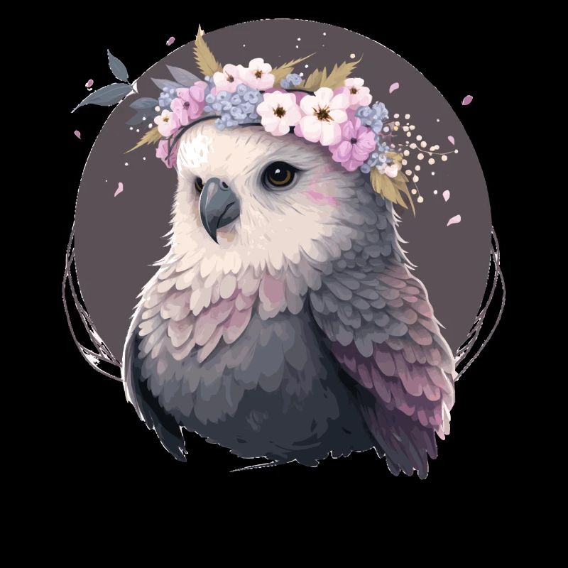 Mignon Gris Perruche Perruche Oiseau Fleur Couronne Pet Bi