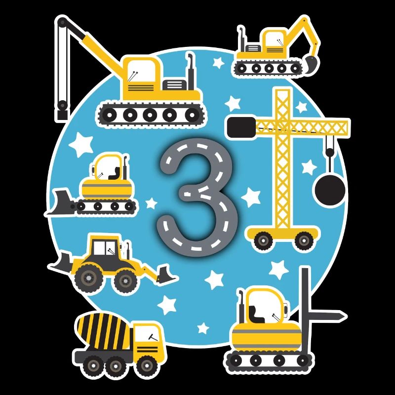 Kinder Geburtstagsshirt 3 Jahre Junge Baustelle