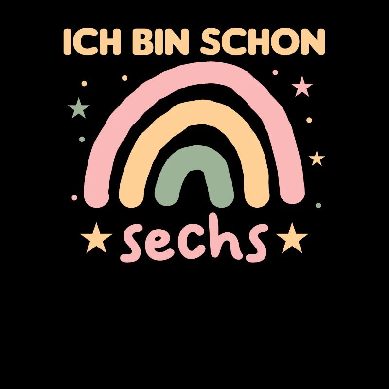 Regenbogen sechster Geburtstag ich bin schon sechs