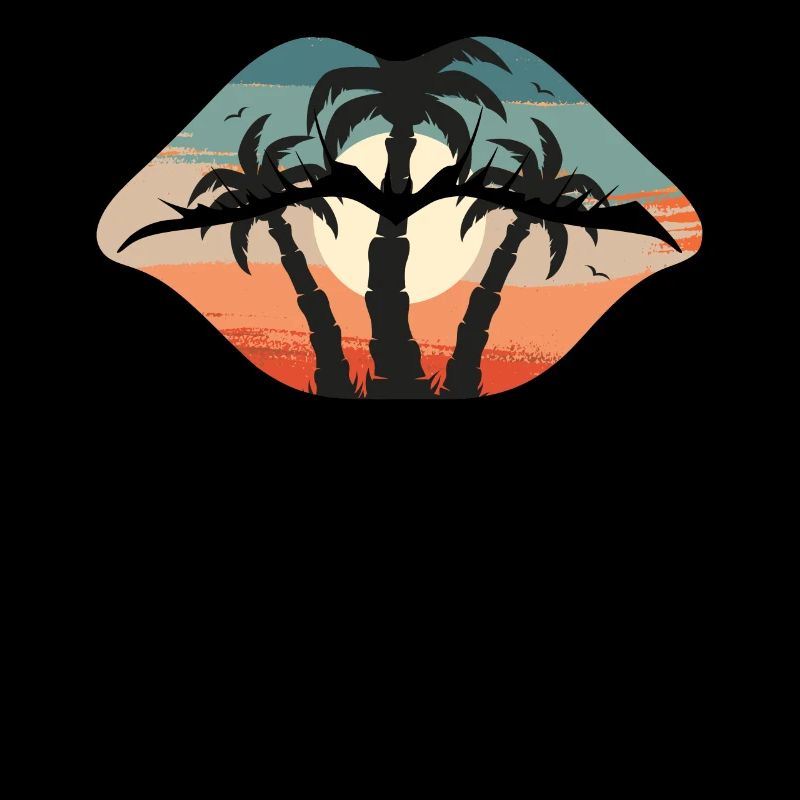 Topical Sunset Lips Retro Summer Beach Vacation