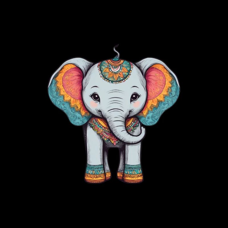 Éléphant Coloré Mignon Éléphant Bébé Mandala Hindi